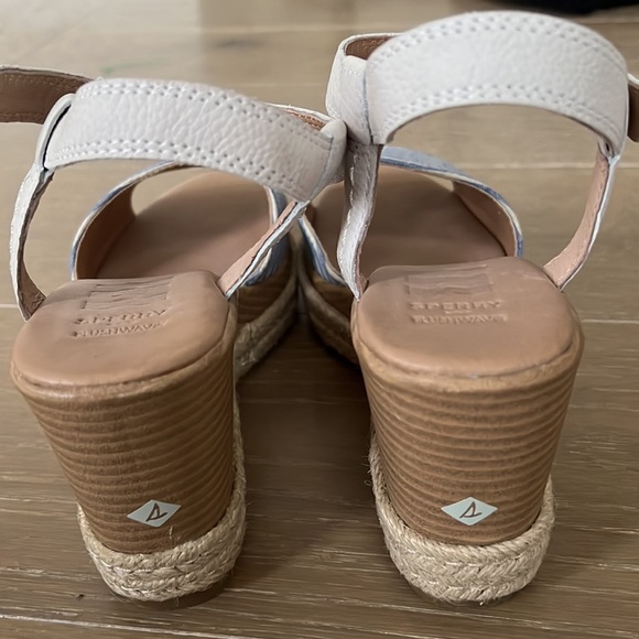 NWOT Sperry Womens Fairwater Leather Striped Wedge Sandals - Picture 7 of 9